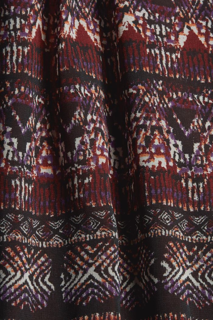 In materiale riciclato: abito in chiffon con stampa etnica, GARNET RED, detail image number 4