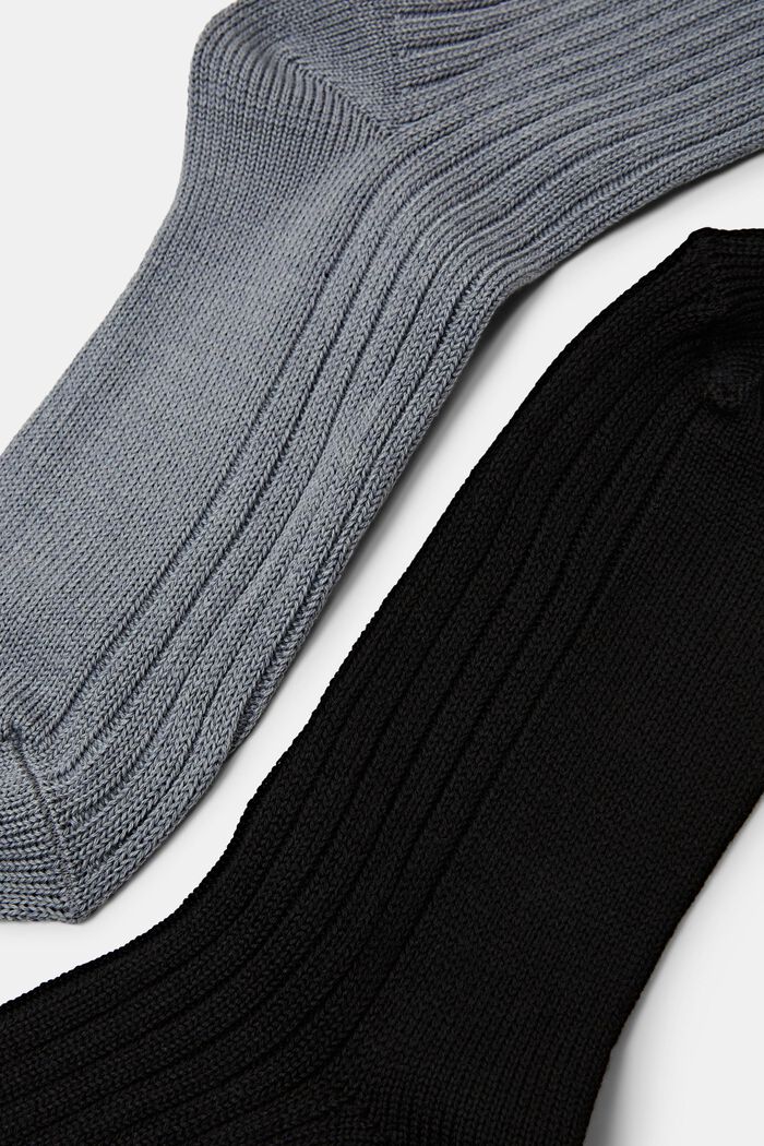 Calzini in maglia a coste in confezione doppia, GREY/BLACK, detail image number 2