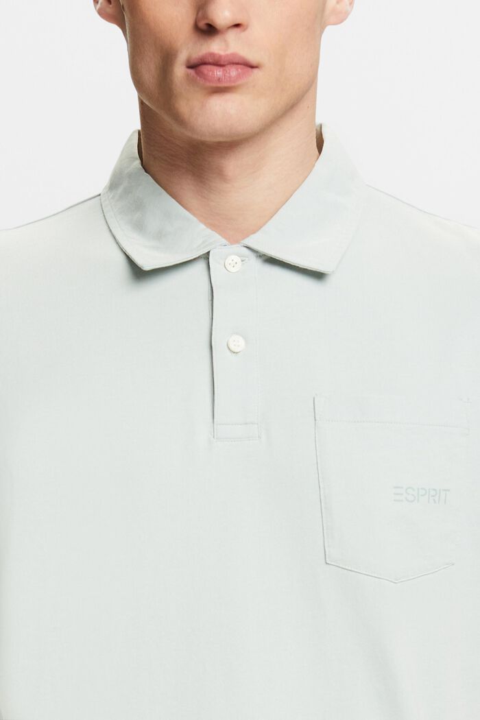 Polo in cotone con logo, LIGHT BLUE, detail image number 3
