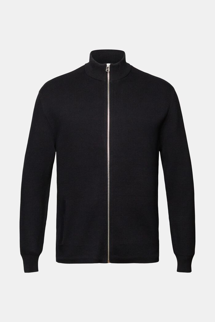 Cardigan con zip, 100% cotone, BLACK, detail image number 6