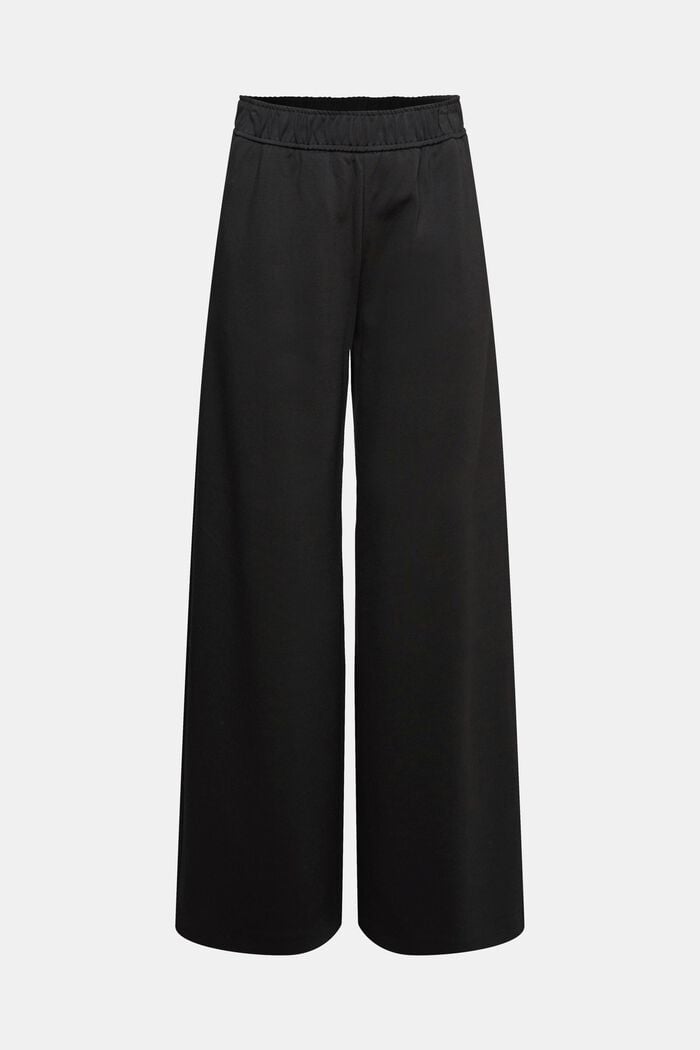 Pantaloni wide leg con vita elastica, BLACK, overview