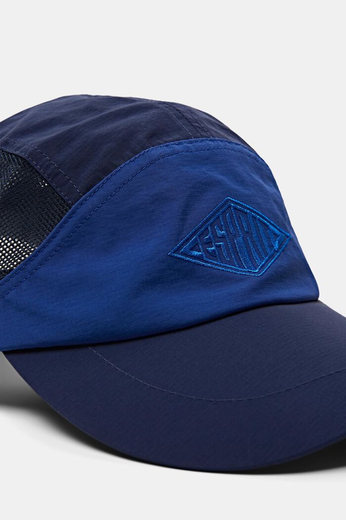 Berretto con pannelli in mesh e logo, NAVY, detail image number 2