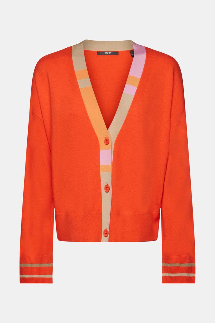 Cardigan con scollo a V, ORANGE RED, detail image number 5