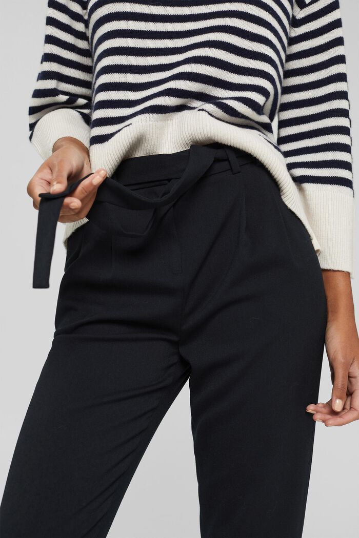 Pantaloni chino stretch cinturina da allacciare, BLACK, detail image number 2
