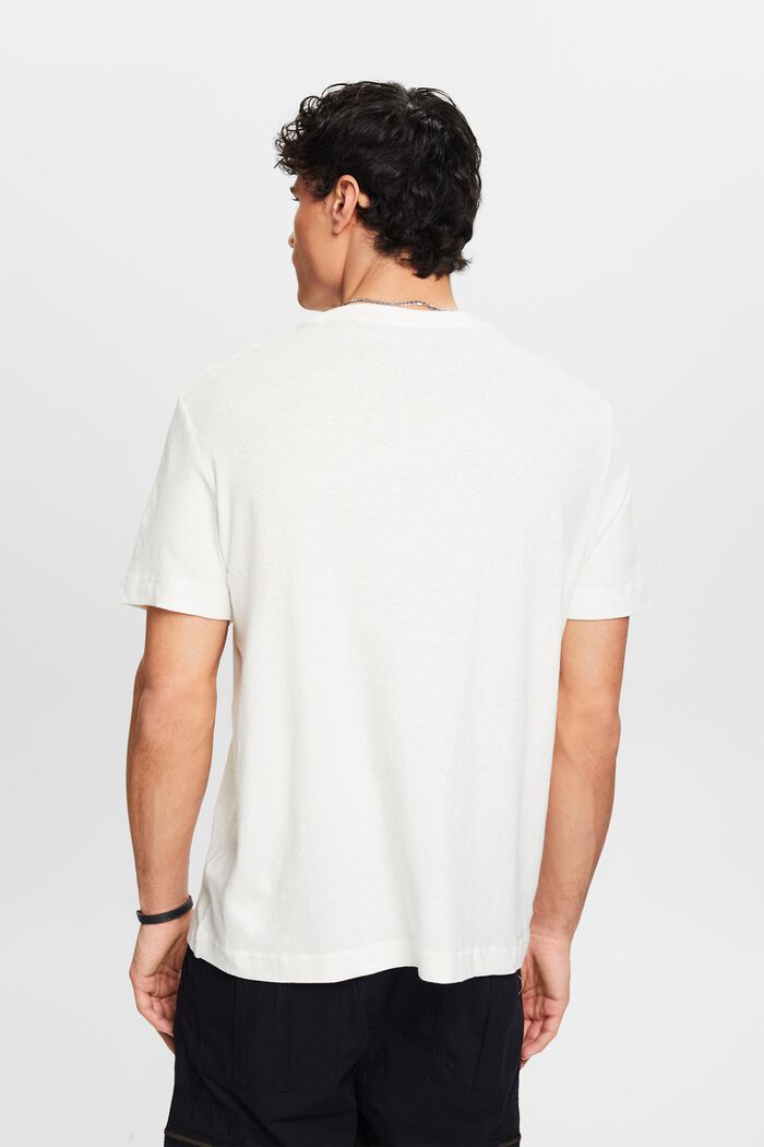 T-shirt in cotone e lino, OFF WHITE, detail image number 2