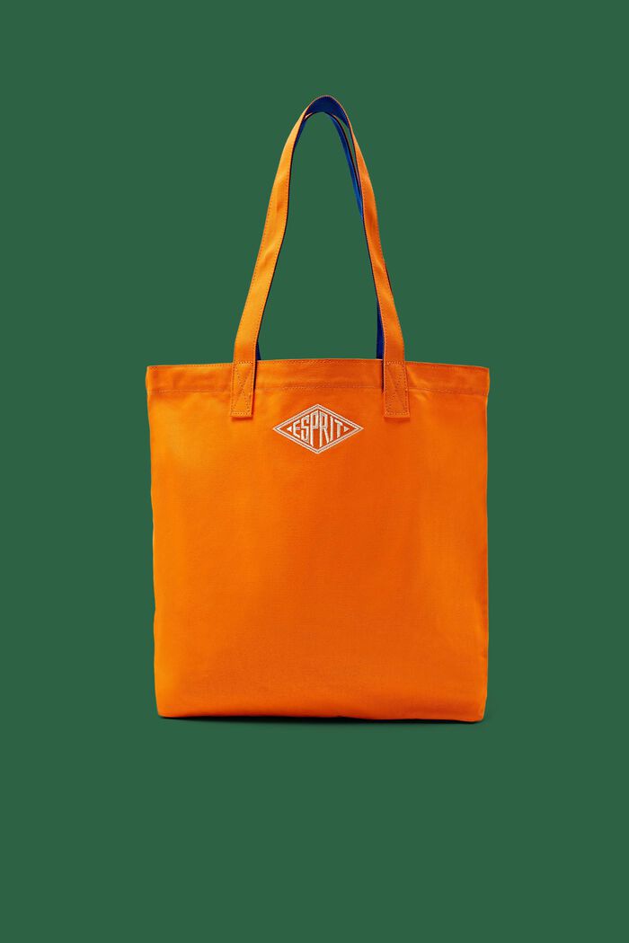 Tote Bag in cotone con logo, RED ORANGE, detail image number 0