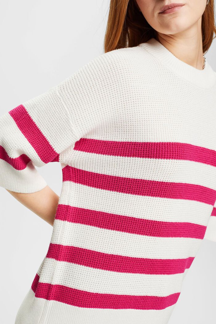 Pullover in maglia a righe con maniche cropped, OFF WHITE, detail image number 2