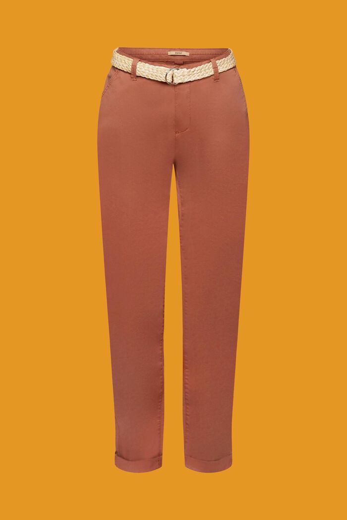 Pantaloni chino stretch leggeri con cintura, RUST BROWN, detail image number 7