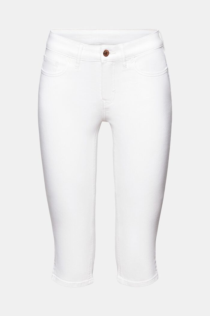 Jeans capri a vita media, WHITE, detail image number 7
