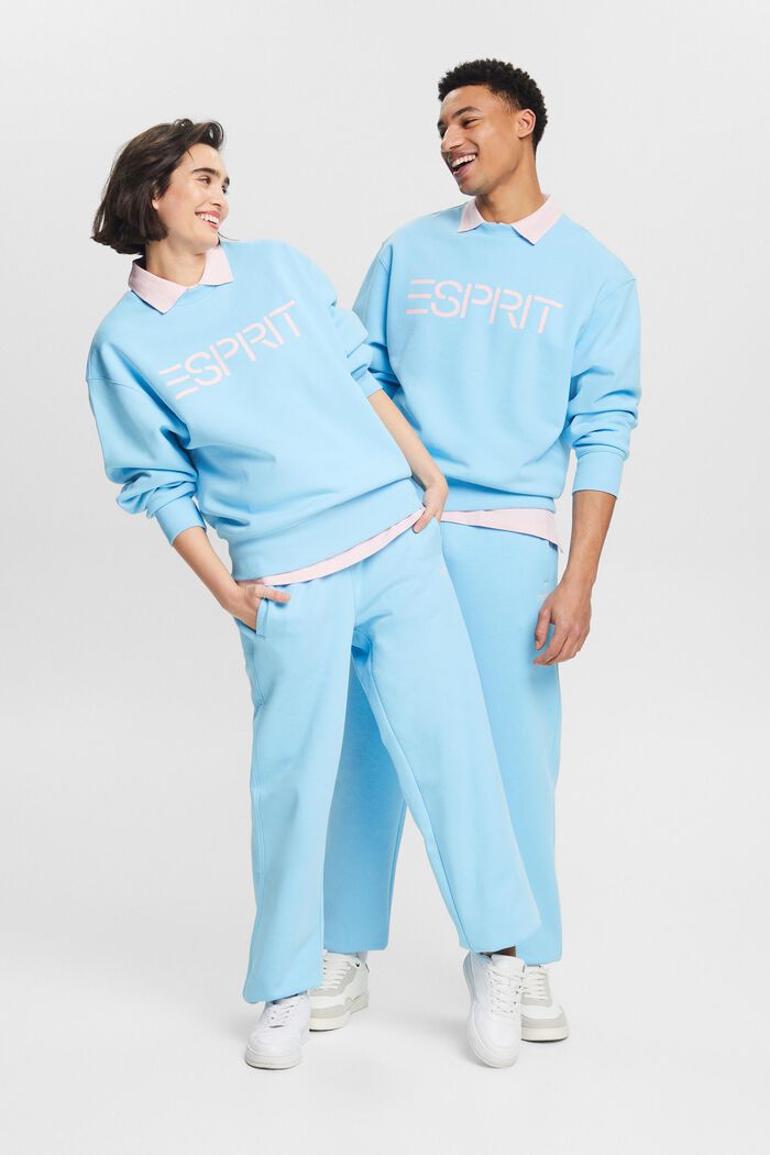 Joggers unisex con logo in pile di cotone, LIGHT TURQUOISE, detail image number 5