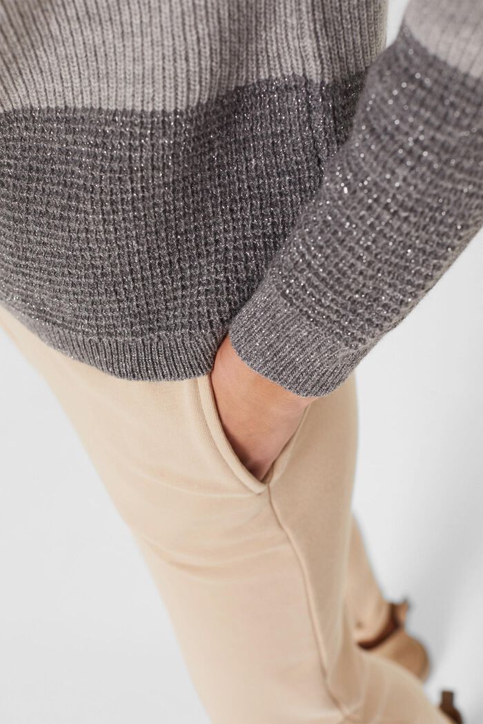 Con lana: pullover con righe a blocchi, LIGHT GREY, detail image number 5