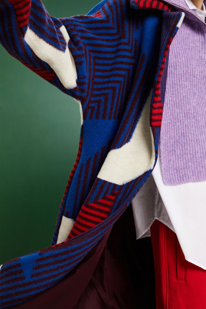 Cappotto con stampa in misto lana, BORDEAUX RED, detail image number 3