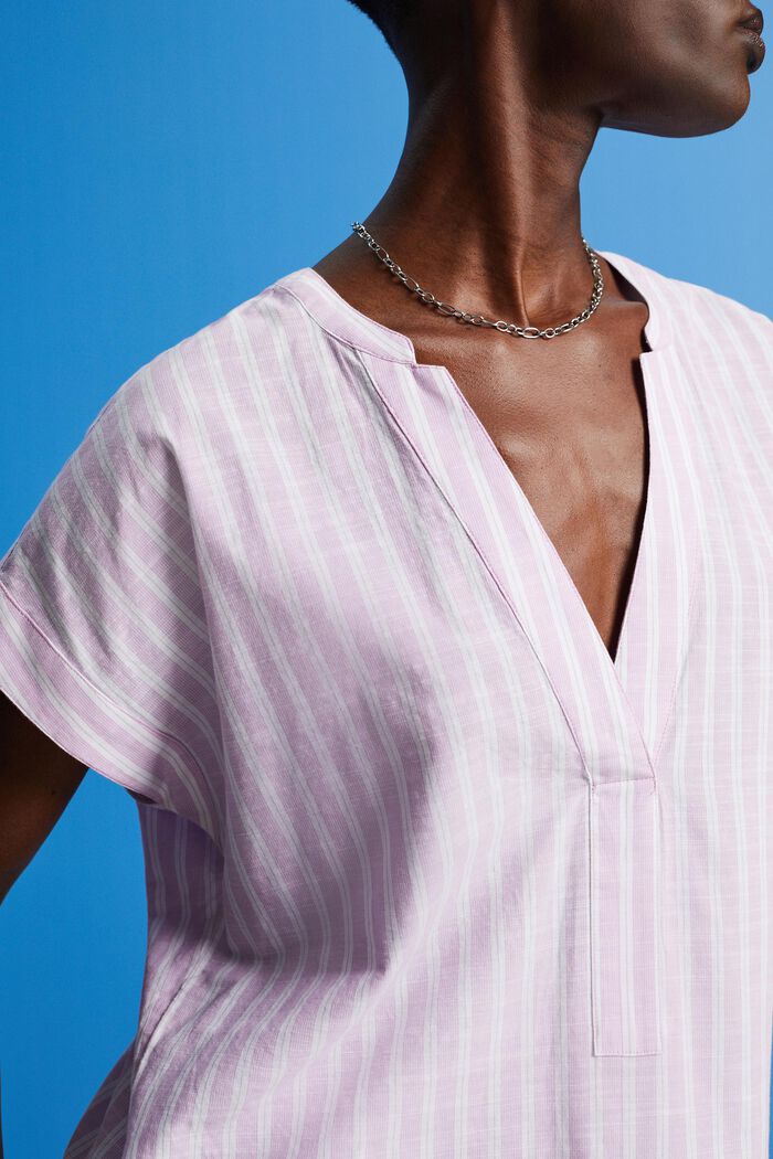 Blusa a righe di cotone, LILAC, detail image number 2