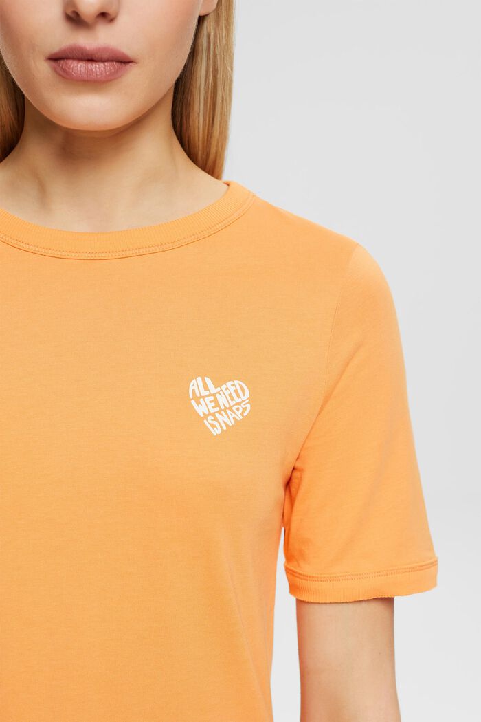 T-shirt di cotone con logo a forma di cuore, GOLDEN ORANGE, detail image number 2