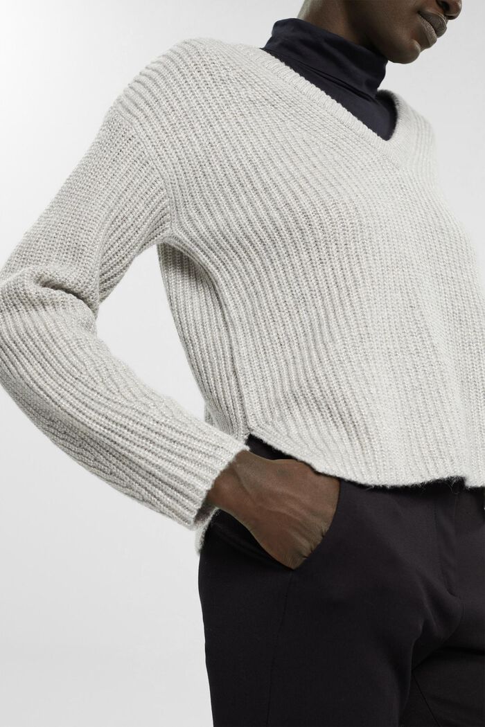 Pullover a righe con misto lana, LIGHT GREY, detail image number 3