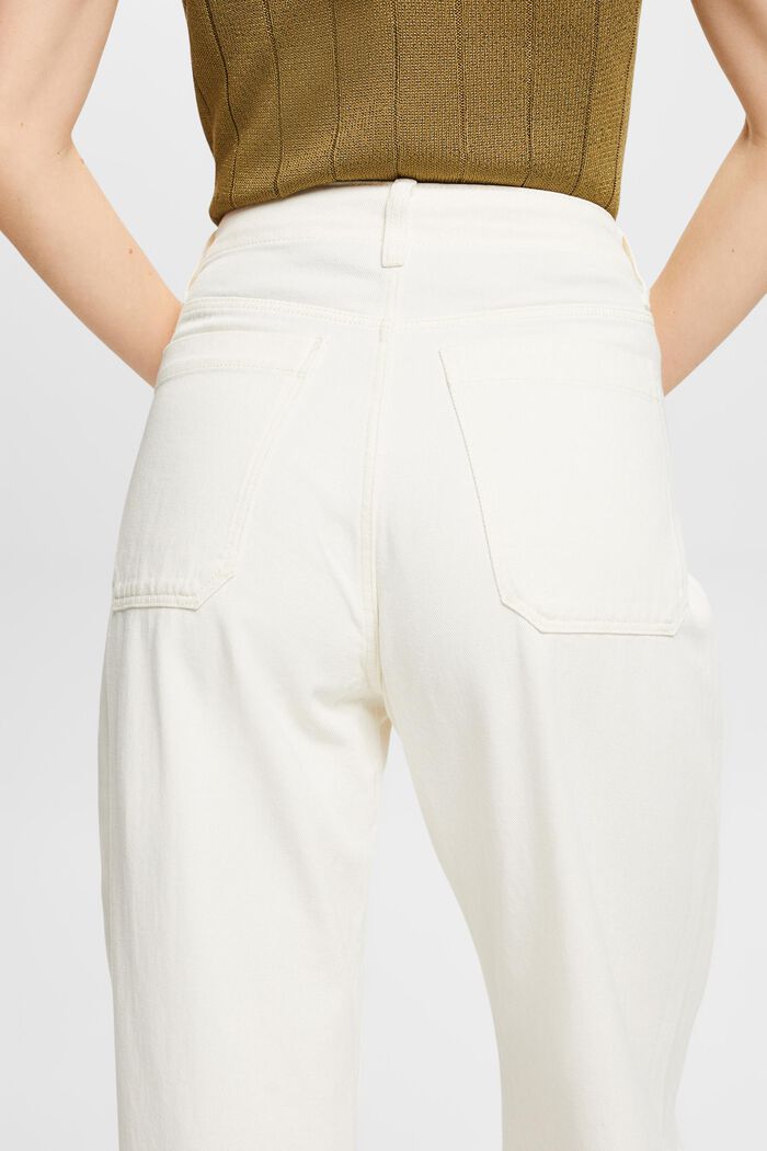 Pantaloni in twill a gamba larga, 100% cotone, OFF WHITE, detail image number 2