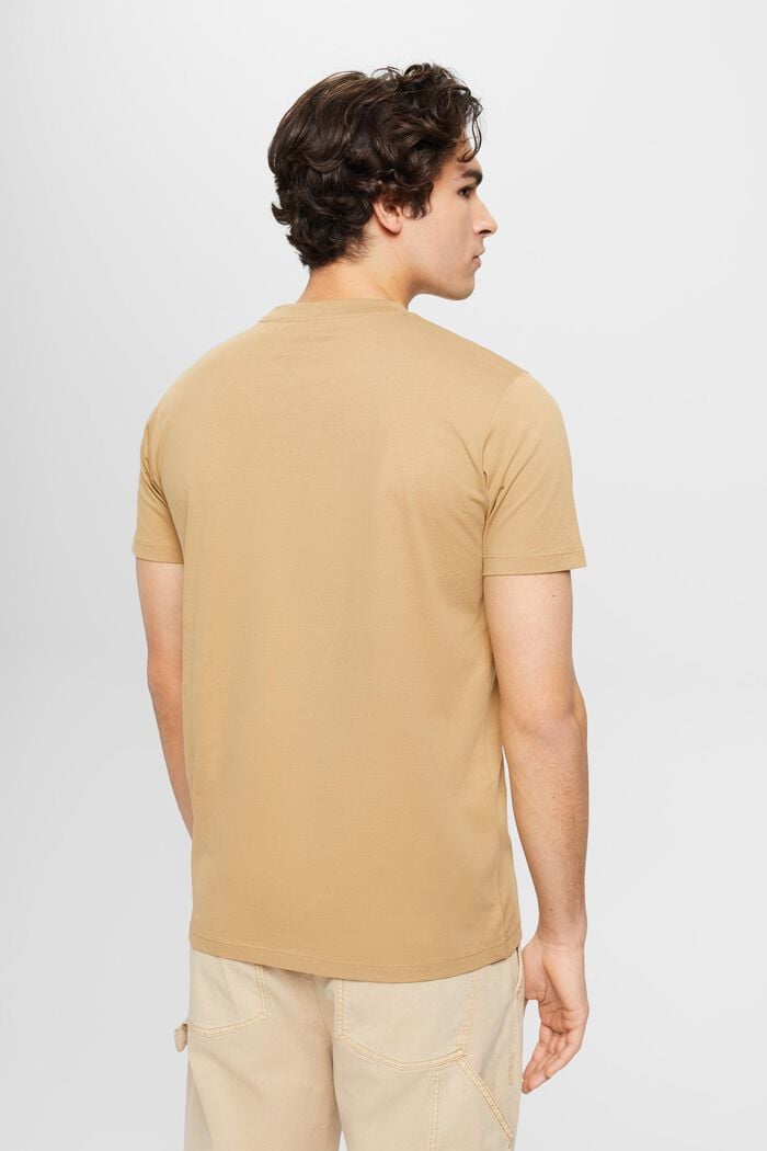 T-shirt girocollo in puro cotone, BEIGE, detail image number 3
