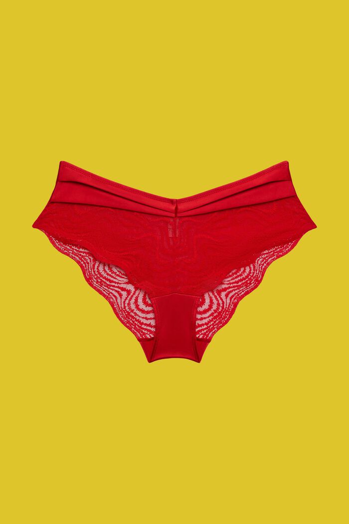 Culotte a vita bassa con pizzo, RED, detail image number 4