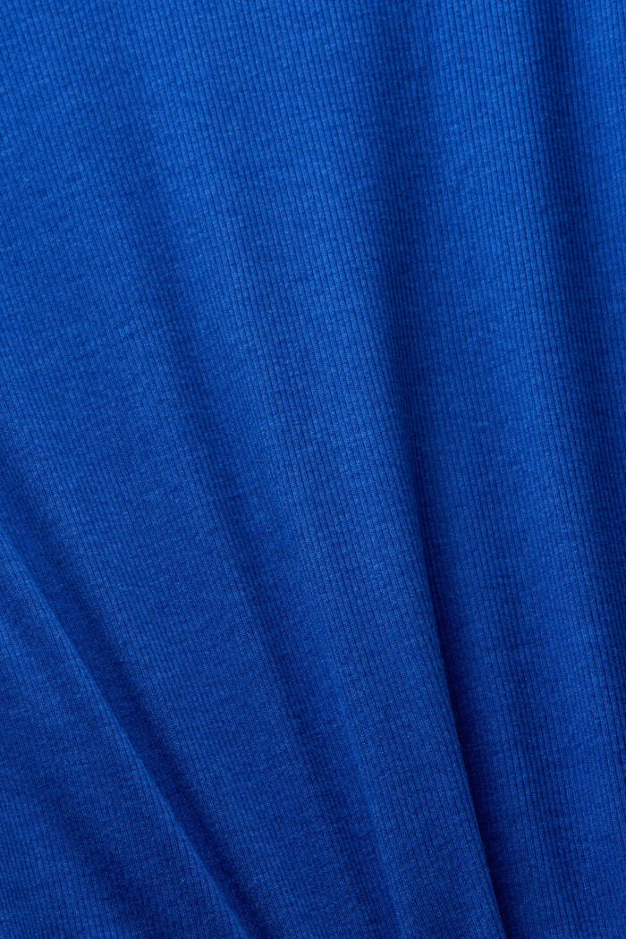 T-shirt a coste con scollo a V, BRIGHT BLUE, detail image number 4
