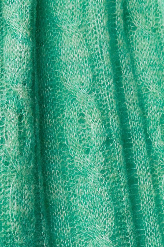Pullover aperto con lana con motivo intrecciato, LIGHT GREEN, detail image number 5
