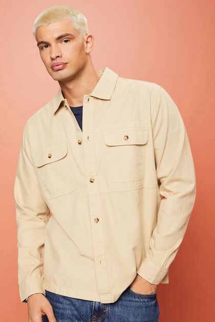Overshirt in twill, 100% cotone