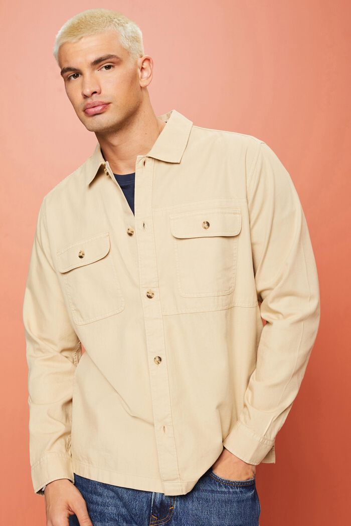 Overshirt in twill, 100% cotone, SAND, detail image number 0