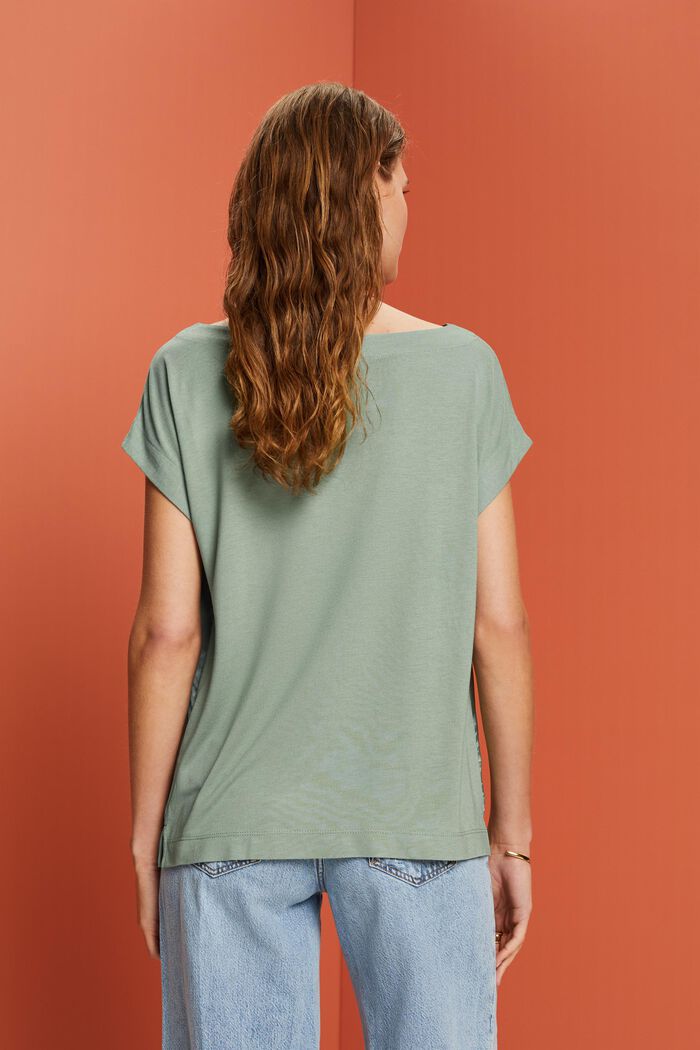 T-shirt in materiale misto, LENZING™ ECOVERO™, PALE KHAKI, detail image number 3
