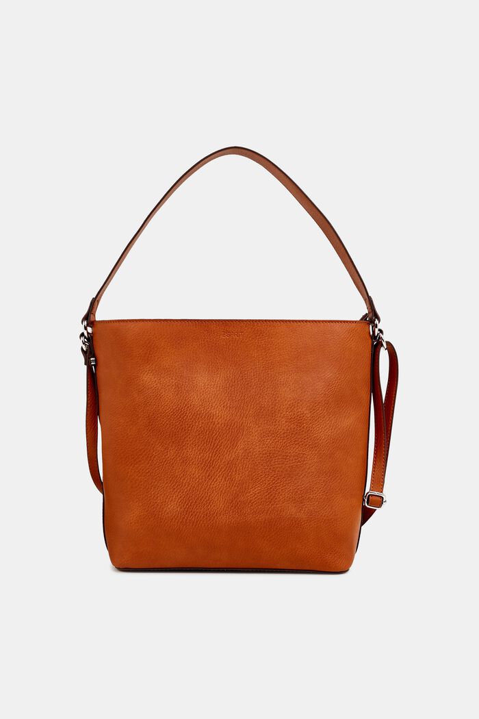 Borsa a sacchetto in similpelle, RUST BROWN, overview