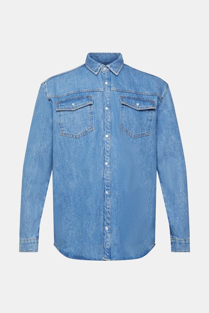 Camicia in denim relaxed fit, BLUE MEDIUM WASHED, detail image number 6