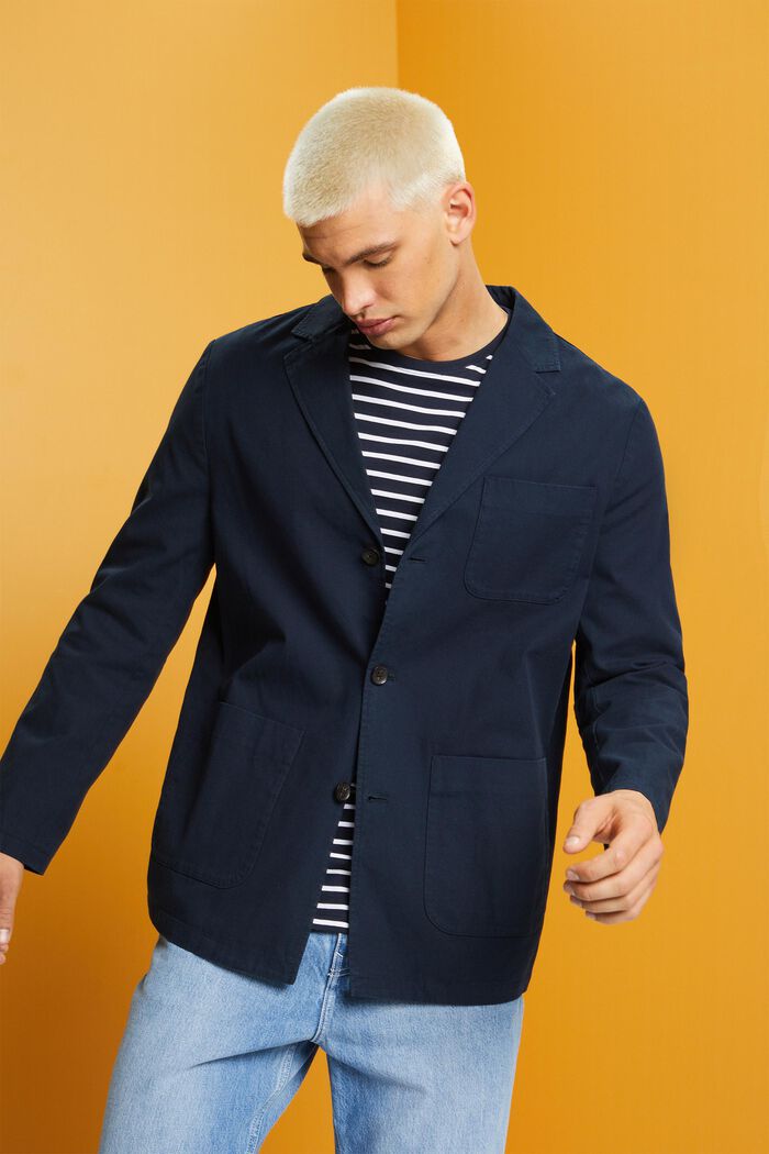 Giacca blazer in twill di cotone, NAVY, detail image number 4