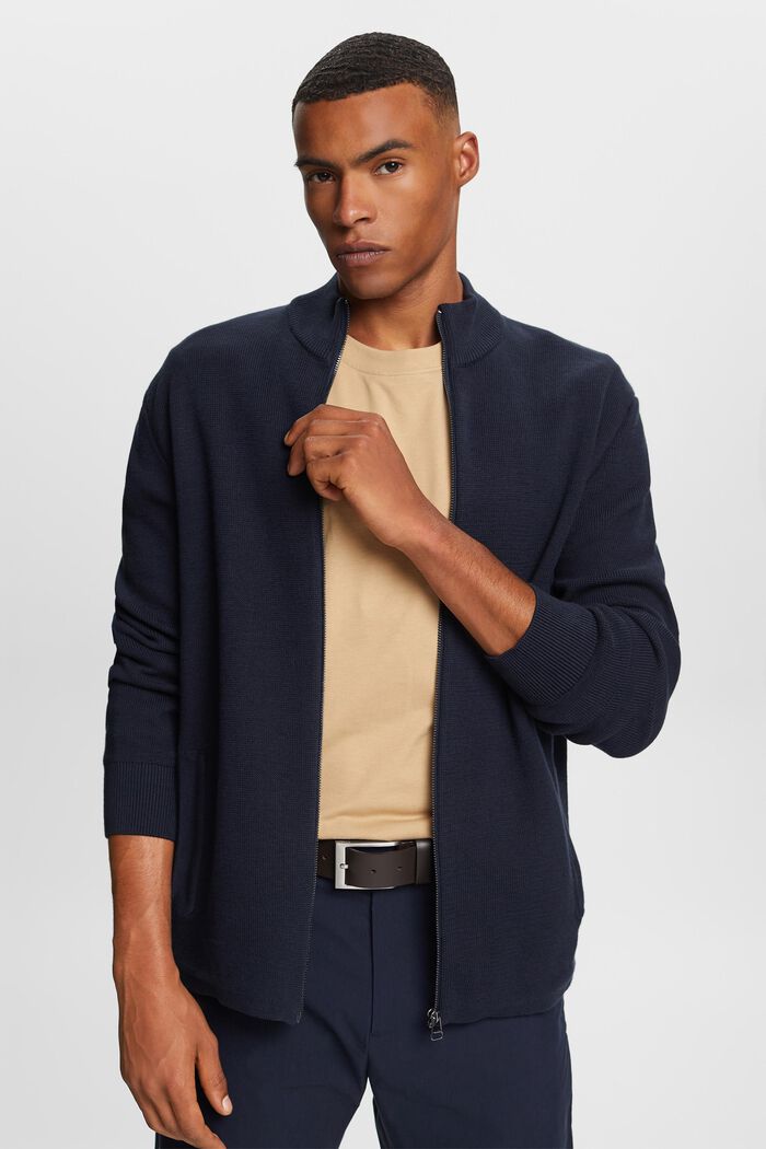 Cardigan con zip, 100% cotone, NAVY, detail image number 4