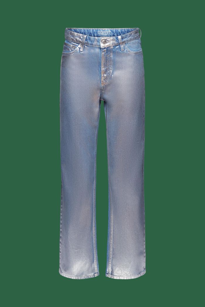 Jeans dritti retrò a vita alta, metallizzati, GREY RINSE, detail image number 7