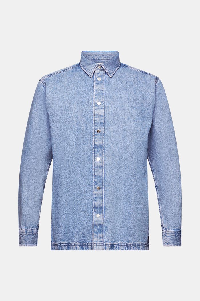 Camicia a maniche lunghe in denim, BLUE LIGHT WASHED, detail image number 6