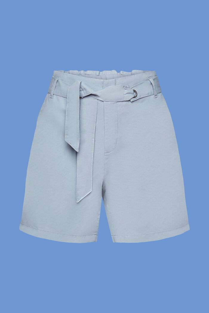 Pantaloncini con cintura da annodare, misto cotone e lino, LIGHT BLUE LAVENDER, detail image number 6