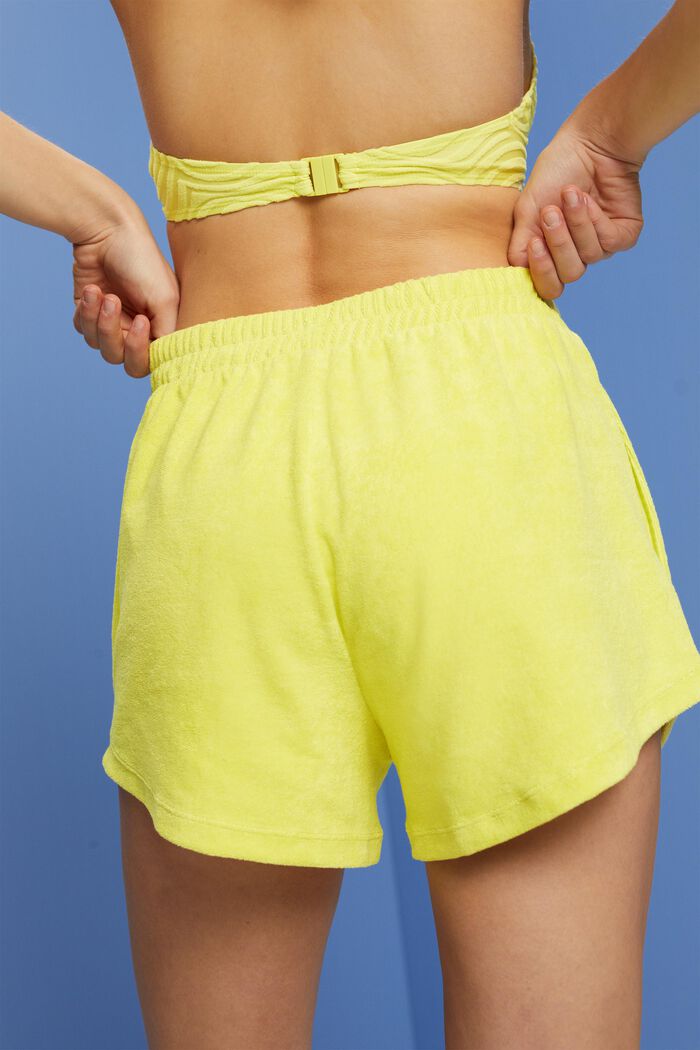 Riciclato: shorts da spiaggia in spugna, LIME YELLOW, detail image number 3