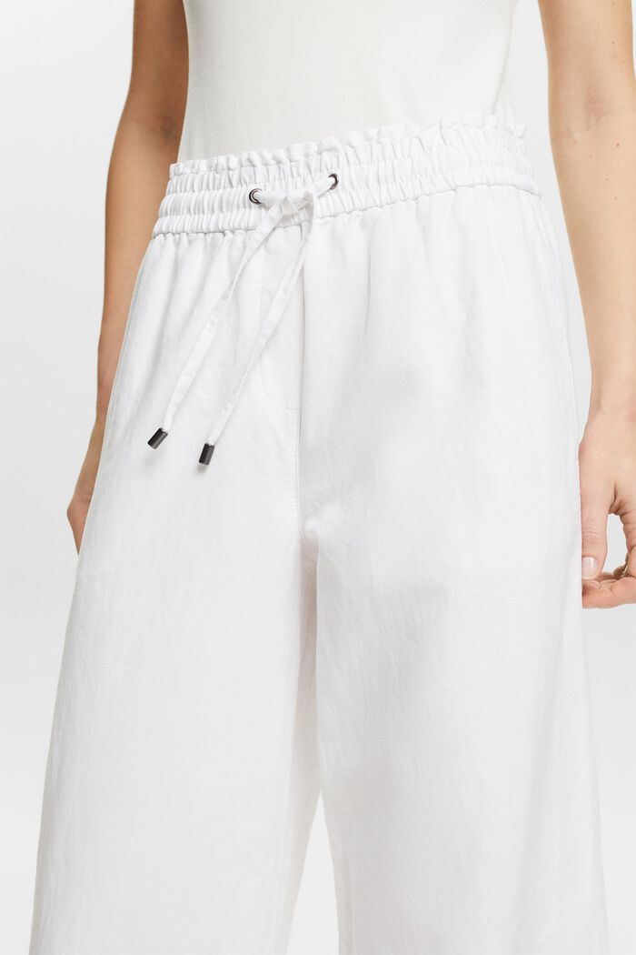 Pantaloni in cotone e lino, WHITE, detail image number 4