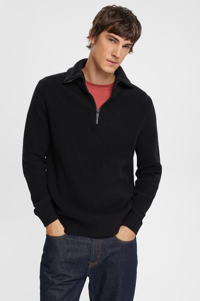 Pullover in maglia larga con zip di media lunghezza