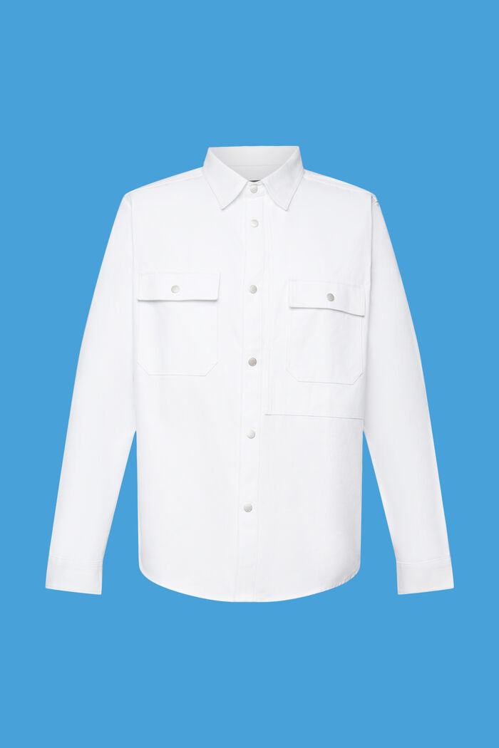 Overshirt in twill, 100% cotone, WHITE, detail image number 5