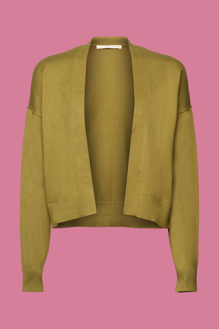 Cardigan in maglia aperto, 100% cotone, PISTACHIO GREEN, detail image number 6