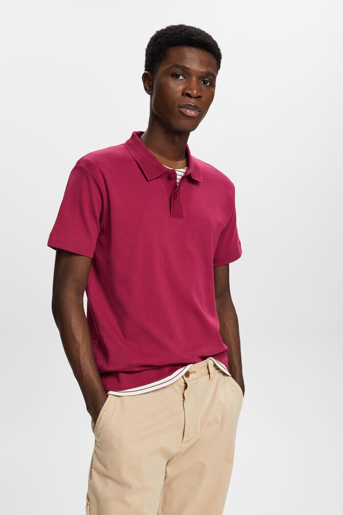 Polo in cotone Pima, DARK PINK, detail image number 0