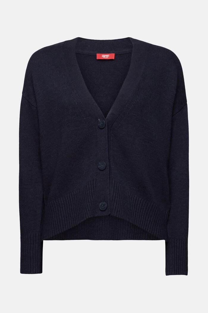 Cardigan con scollo a V in misto lana, NAVY, detail image number 6
