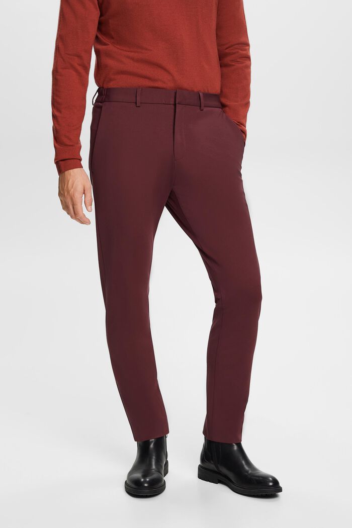 Pantaloni da completo in jersey di cotone piqué, BORDEAUX RED, detail image number 0