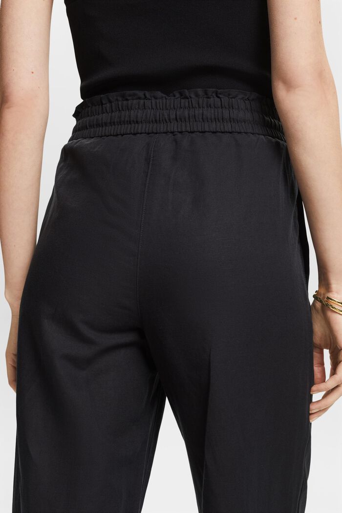 Pantaloni in cotone e lino, BLACK, detail image number 2
