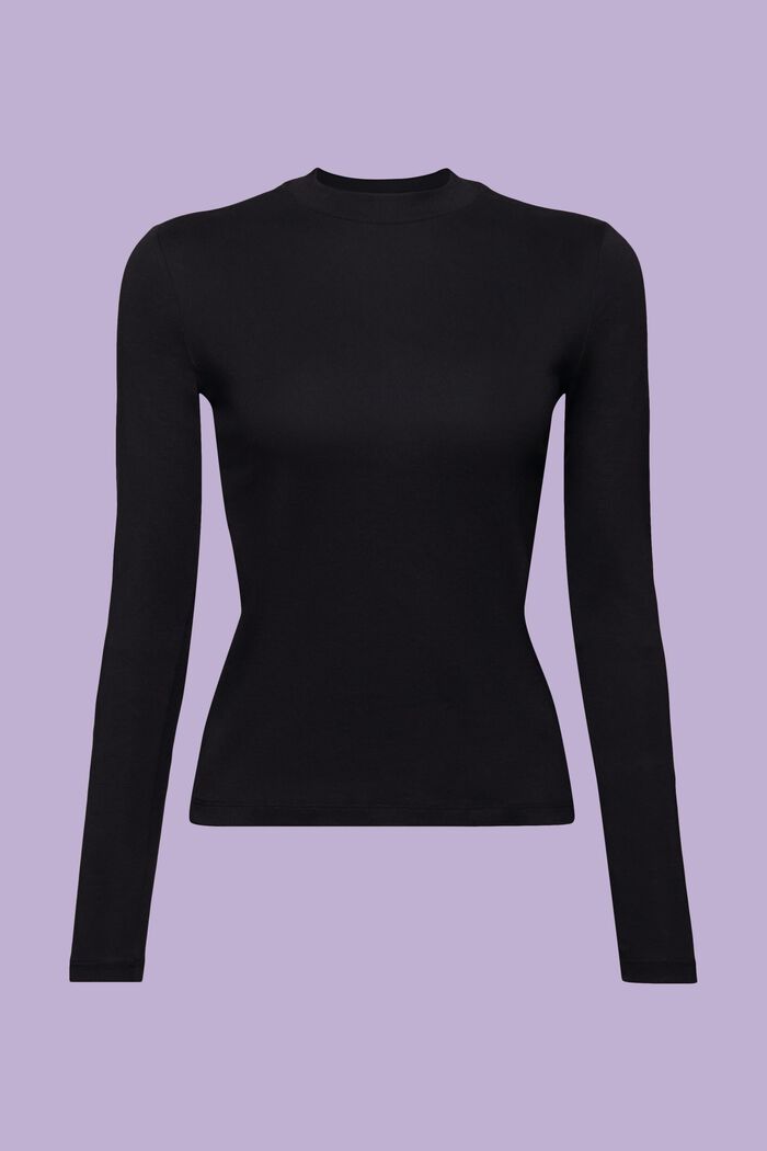 Top a maniche lunghe in jersey di cotone, BLACK, detail image number 6
