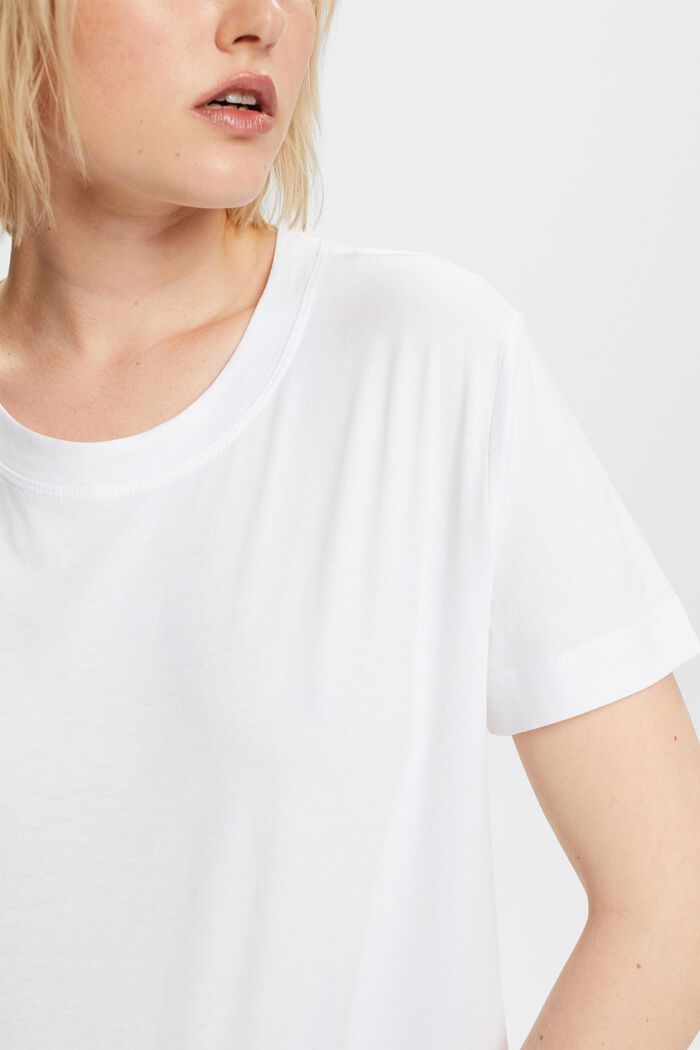 T-shirt girocollo in cotone, WHITE, detail image number 2