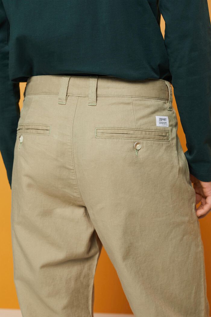 Pantaloni in misto cotone e lino, LIGHT GREEN, detail image number 3