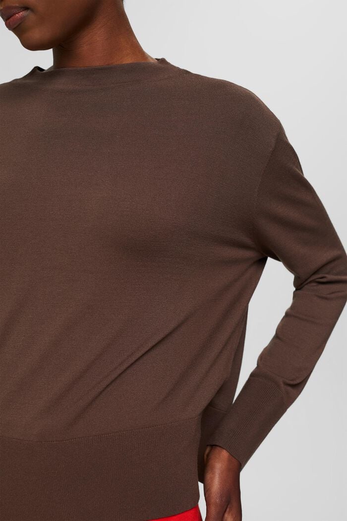 Pullover a maglia fine, LENZING™ ECOVERO™, DARK BROWN, detail image number 2