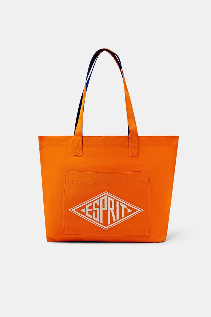 Tote Bag con logo in canvas, RED ORANGE, detail image number 0