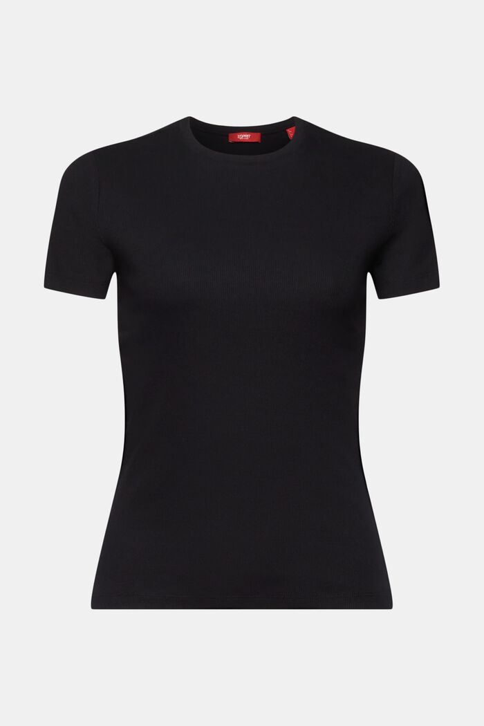 T-shirt girocollo in jersey di cotone, BLACK, detail image number 6