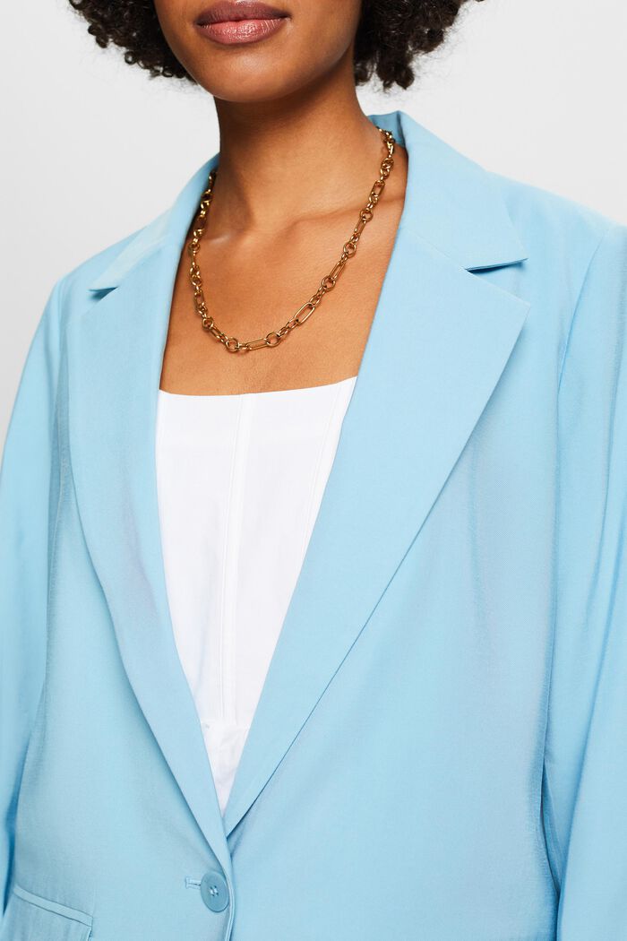 Blazer monopetto in twill, LIGHT TURQUOISE, detail image number 3
